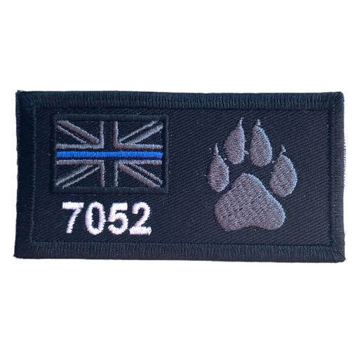 Thin Line Union Jack Dog Paw Patch 10cm x 5cm Personalised with name or number